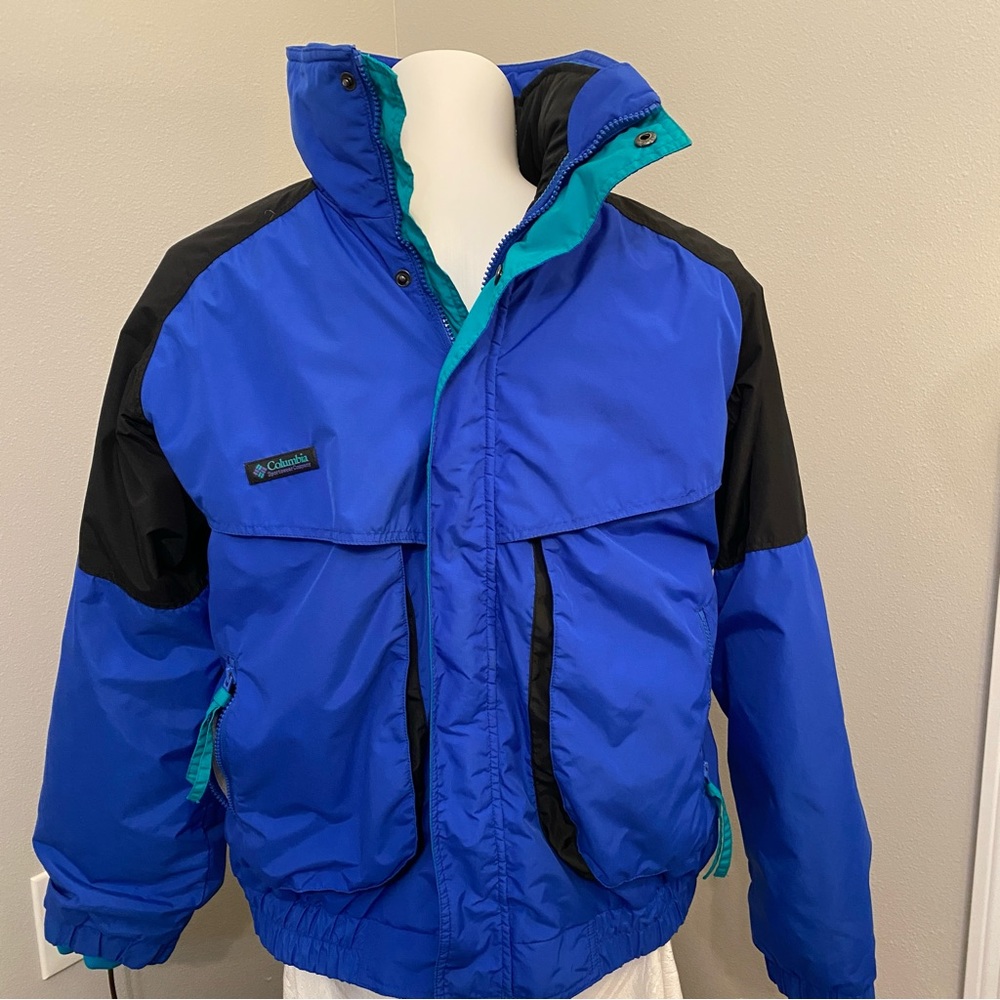 Vintage 90s Columbia Powder Keg 3 in 1 Men Vibrant Blue Black Teal Jacket Coat M